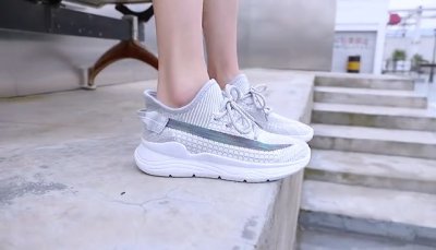 新款潮流飞织女鞋厚底透气运动跑步休闲网鞋