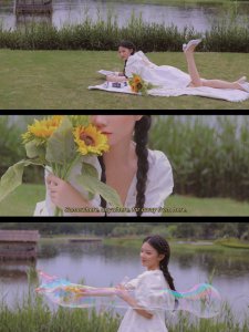 电影感夏日少女写真|阴天草地油画感滤镜