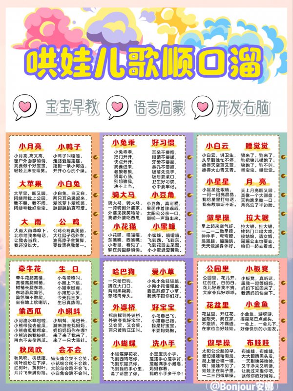 早教开口说话早哄娃儿歌顺口溜
