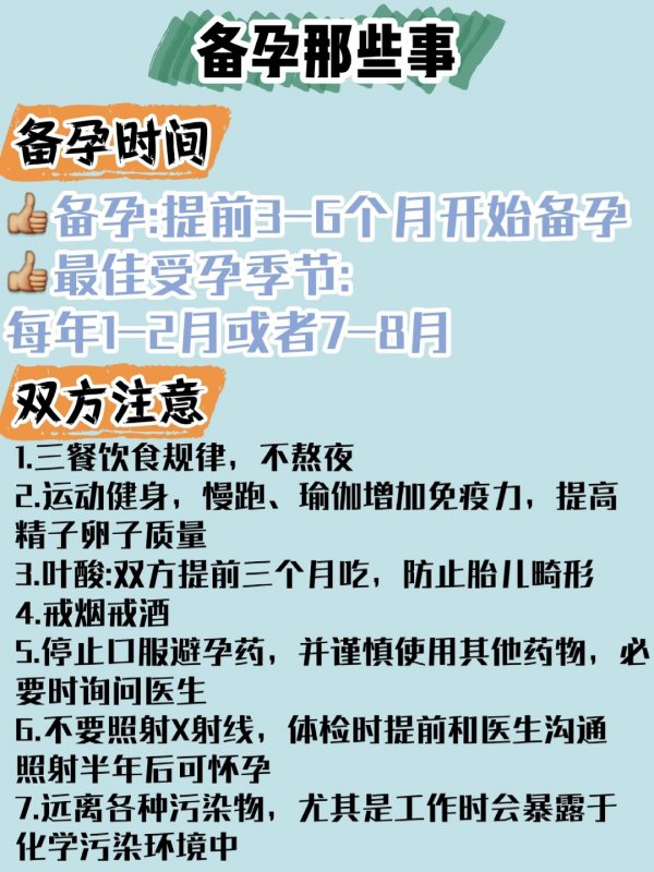 备孕干货男女生孕前检查孕期哺乳期