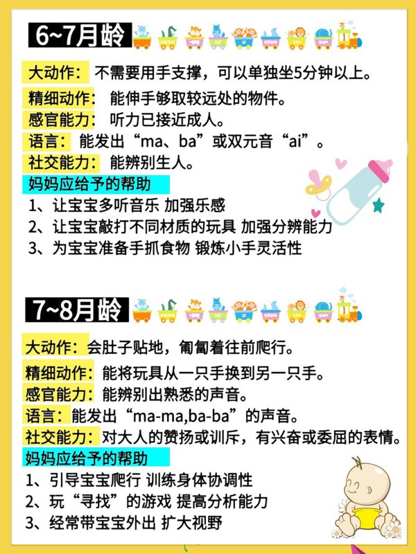012月宝宝大动作发育标准早教训练大全