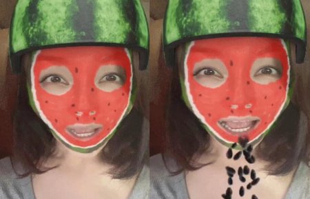 秦岚用搞笑特效自拍 变身西瓜女郎完全认不出来