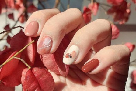 话说 玫瑰豆沙色美甲图片大全