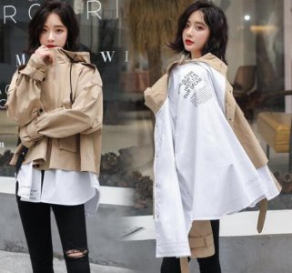 连帽宽松版型 女士秋装新款风衣外套图片
