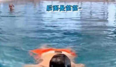 郑恺陪孕妻苗苗游泳 苗苗全程观看老公游泳恩爱甜蜜