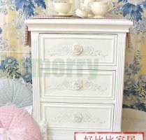 经典出口欧式雕花玫瑰花拉手3抽床头柜