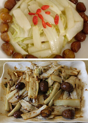 板栗和白菜的做法 鲜甜黑白配 冬菇板栗烧白菜