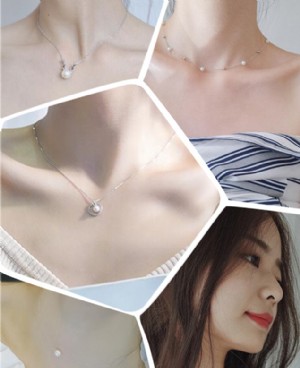 纯银简约森系珍珠项链显锁骨超美