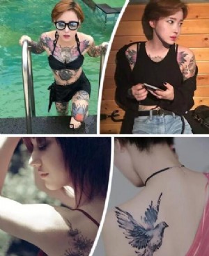 短发配纹身图案 更帅气有型！