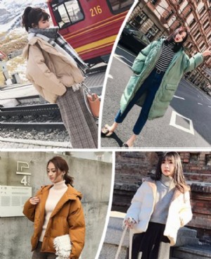 连帽加厚面包棉服很软萌的style