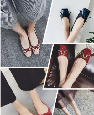 漆皮淑女芭蕾平底鞋穿得超级撩人