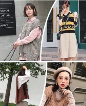 毛衣短款无袖马甲 搭出无限可能性