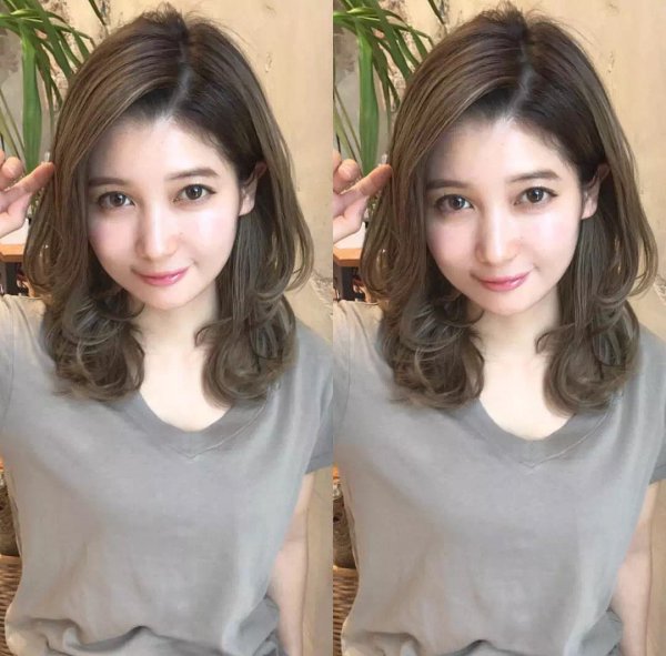 女神斜刘海的罩肩自然卷发就是你最好的选择,尤其是大眼的萌妹子就