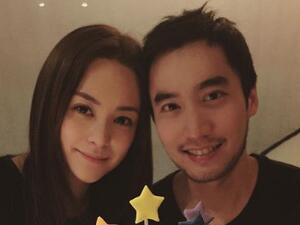 阿娇庆结婚一周年 和老公赖弘国恩爱庆祝一脸甜蜜