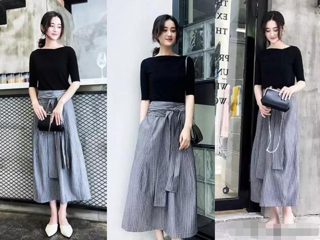 如果觉得连衣裙并不是每个人都可以驾驭的话 半身裙配什么衣服好看？