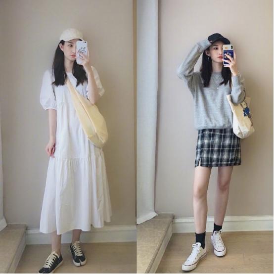 在夏季入秋的时候 可盐可甜的衣服穿搭图片