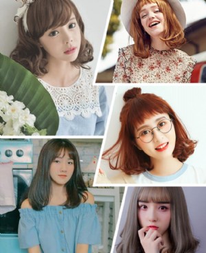 女生发型图片中长发 梨花烫 灵动可人的中发梨花烫发发型图片