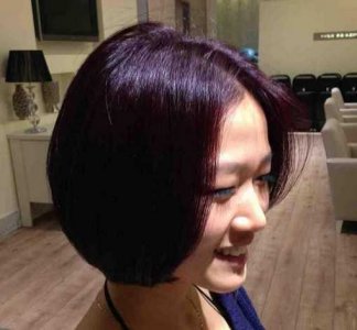 潇洒个性潮流女生染发波波头图片分享
