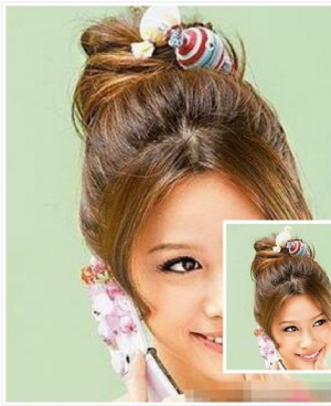 俏发饰DIY丸子头 初冬甜美满分