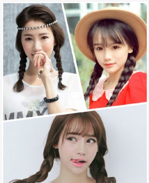 韩式单边麻花辫 一组清新甜美的韩式双麻花辫来袭