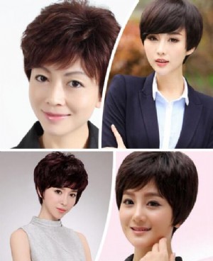 妈妈短发发型图片 中老年 中老年妈妈假发短发发型图片