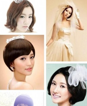 韩式短发新娘发型图片打造清纯美人儿