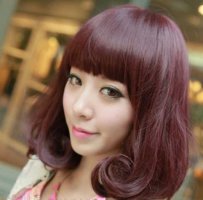 酒红色短发发型图片女 流行个性酒红色女生烫发发型