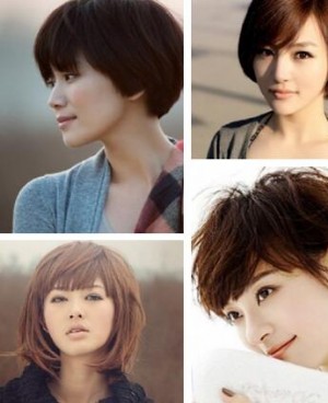 瘦脸型短发女图片 女生清新超瘦脸短发发型图
