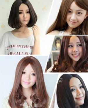 显瘦遮肉奇妙发型 中分梨花头图片