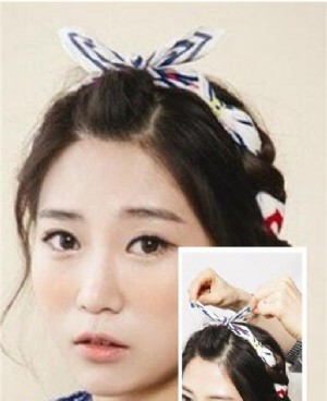 女生盘发发型大全步骤 夏季时尚韩范女生发带盘发技巧